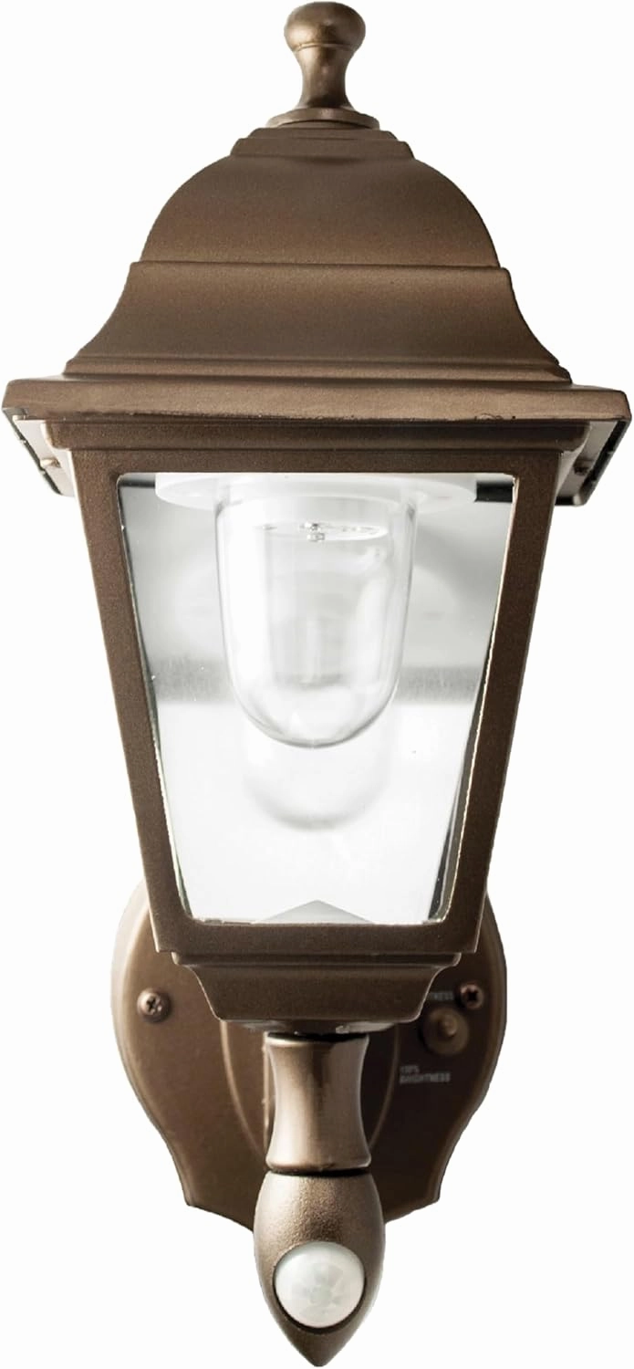 Maxsa 46219 Premium Battery-Powered Motion-Activated Decorative Outdoor Cool White LED Wall Sconce Lighting Fixture, Metal Housing, Dark Copper