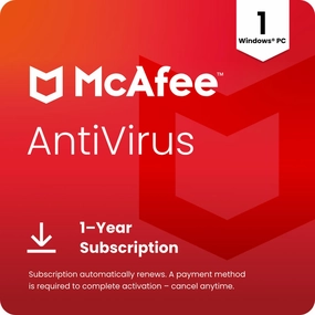 McAfee AntiVirus 2025 | 1-Year Subscription with Auto-Renewal | Real-Time PC Protection from New and Evolving Threats | Download