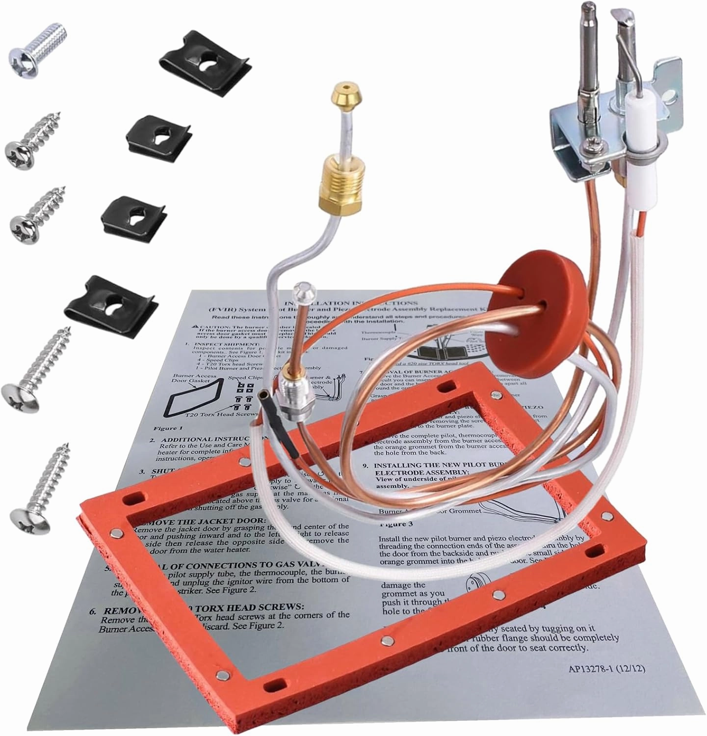 MCAMPAS Natural Gas Water Heater SP20075 SP20305A Pilot Assembly Kit Compatible with Rheem, PROTECH, GE Water Heater Burner Pilot/Thermopile.Igniter Assembly
