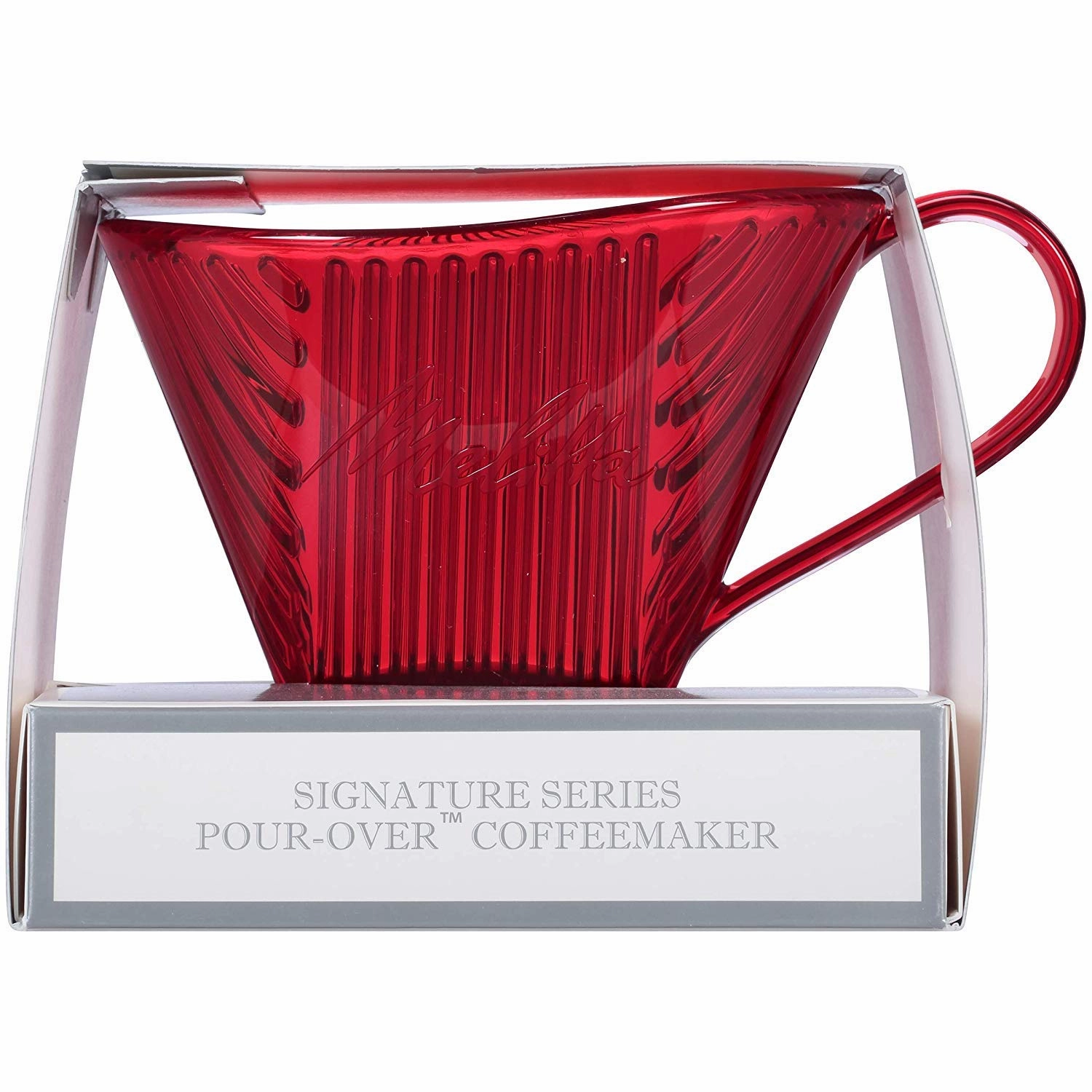 Melitta Signature Series 1 Cup Pour-Over Coffee Brewer, Tritan Red