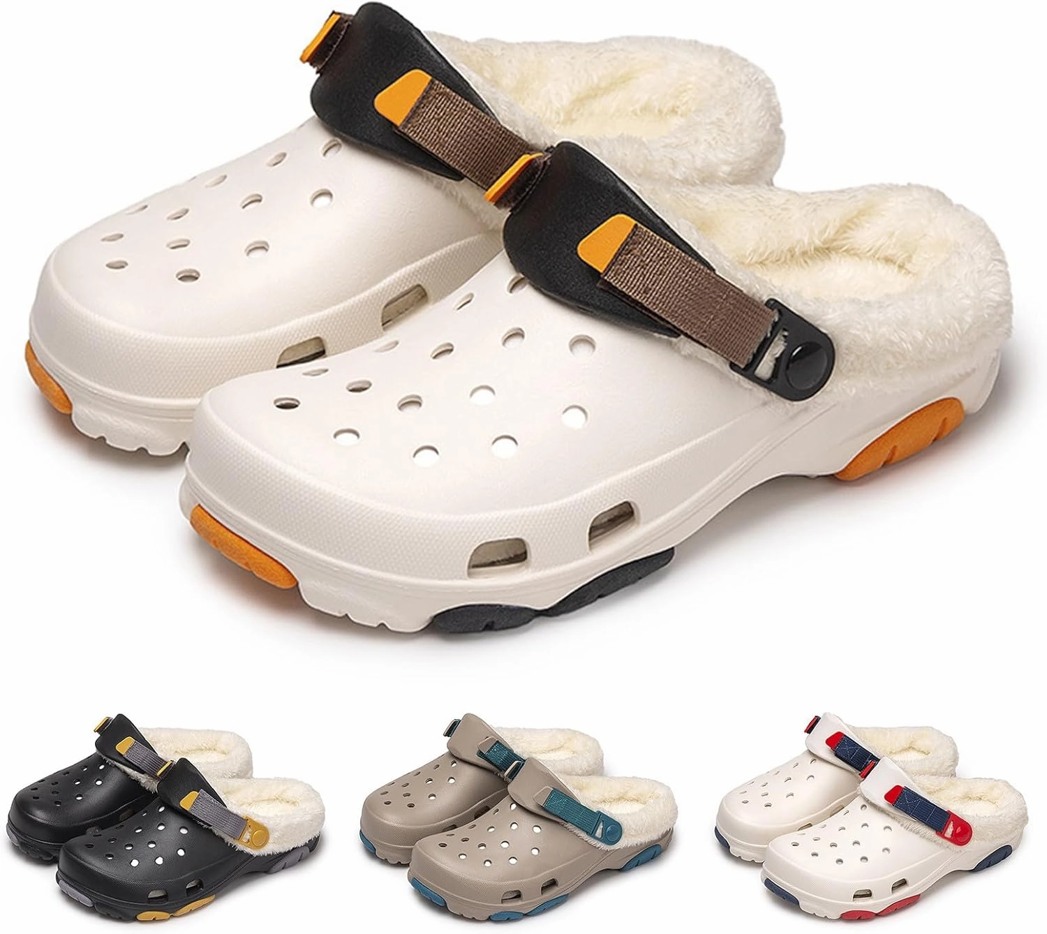 Men Fashionable Winter Wooden Clogs Women Fleece Slippers Unisex Comfortable and Casual Indoor and Outdoor Wooden Clogs