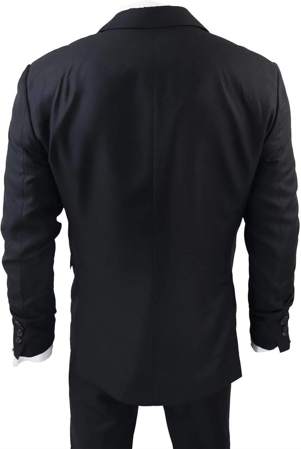 Men's Classic Black Suit 3 Piece Tailored Fit Vintage Office Funeral Security Waiter Wedding