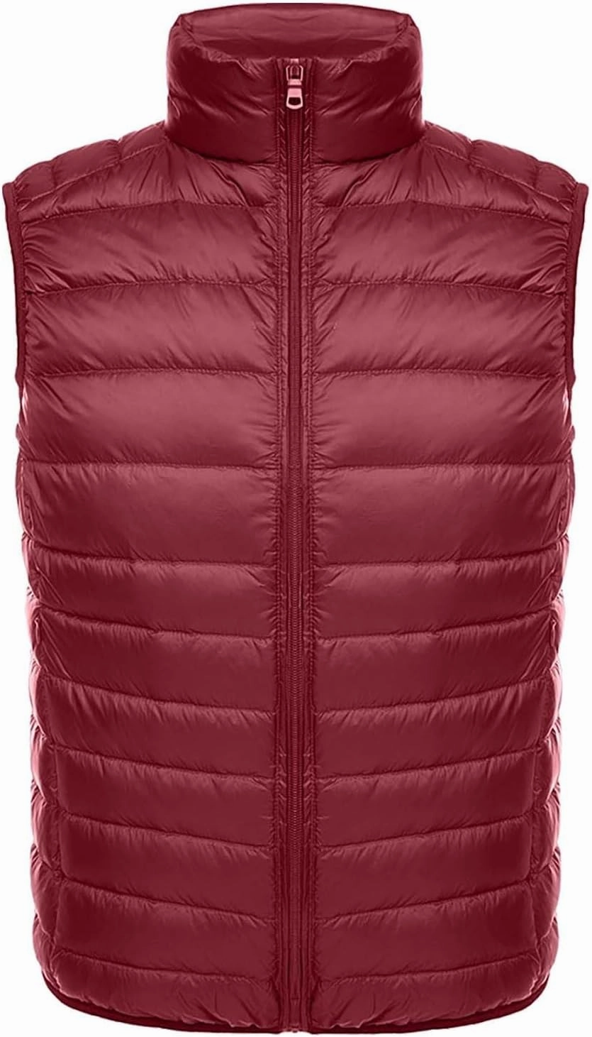 Men's Lightweight Puffer Vest Packable Warm Quilted Sleeveless Jacket Coats Waterproof Plain Outerwear for Work