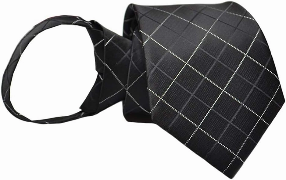 Men's Lot 6 PCS Classic Zipper Ties Pretied Solid Color Necktie Set