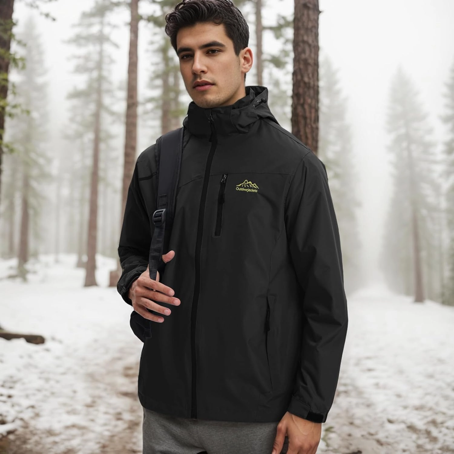 Men's Women's Waterproof Lightweight Rain Jacket Removable Hooded Windbreaker Raincoat Outdoor Windproof Casual