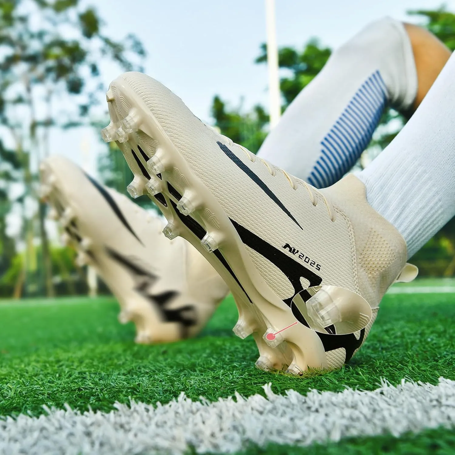 Mens High-Top Soccer Cleats Womens Turf Football Shoes Boys Girls Lightweight Youth Professional Indoor Outdoor AG Black Purple Pink
