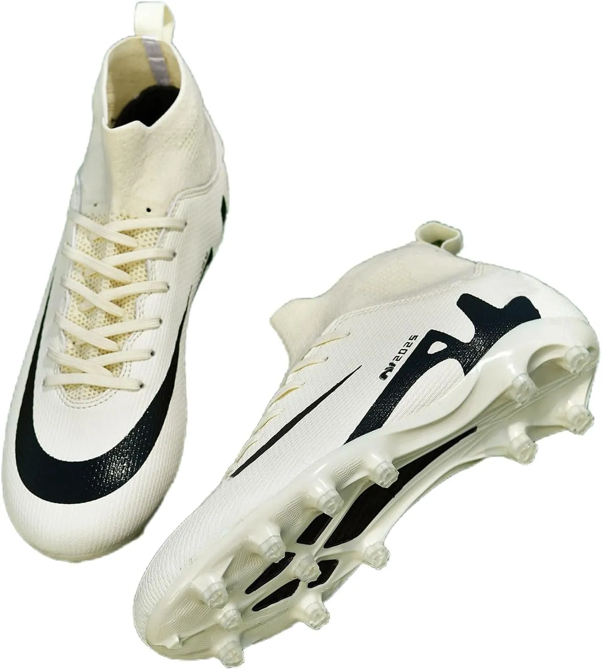 Mens High-Top Soccer Cleats Womens Turf Football Shoes Boys Girls Lightweight Youth Professional Indoor Outdoor AG Black Purple Pink