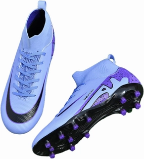Mens High-Top Soccer Cleats Womens Turf Football Shoes Boys Girls Lightweight Youth Professional Indoor Outdoor AG Black Purple Pink