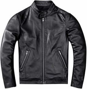 Mens Real Lambskin Cafe Racer Classic Motorcycle Vintage Biker Leather Jackets