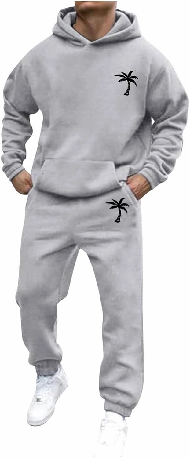 Mens Tracksuit 2 Pieces Set Long Sleeve Hoodie Sweatsuit Pullover Athletic Jogging Suits Casual Outfit with Pockets