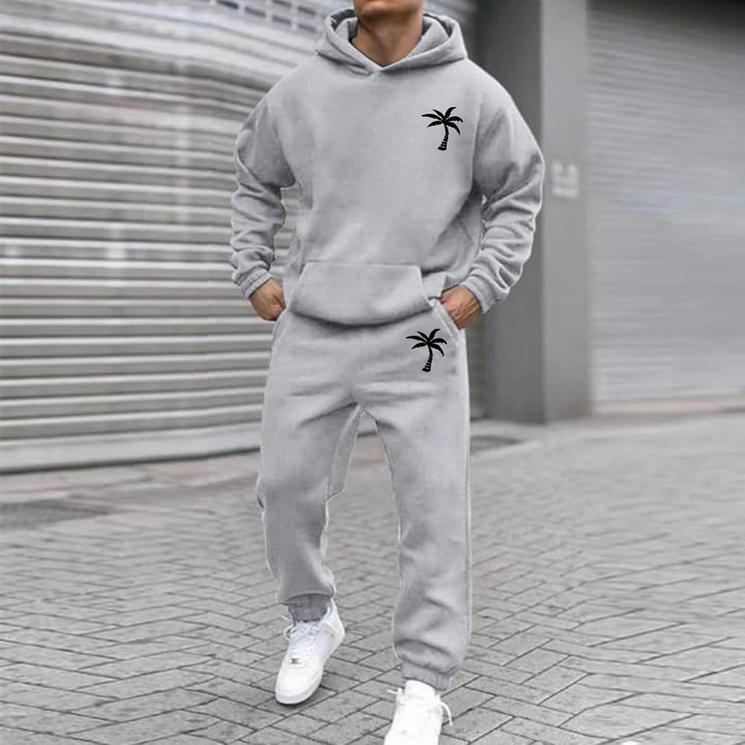 Mens Tracksuit 2 Pieces Set Long Sleeve Hoodie Sweatsuit Pullover Athletic Jogging Suits Casual Outfit with Pockets
