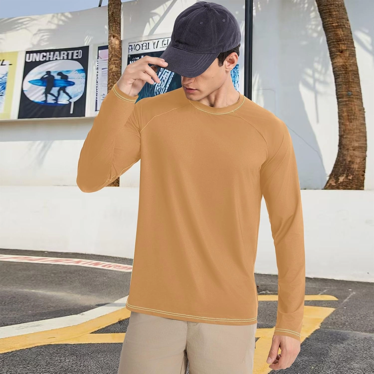Mens Uv Protection Shirts Olive Cooling Mens Long Sleeve Beach Shirts Small