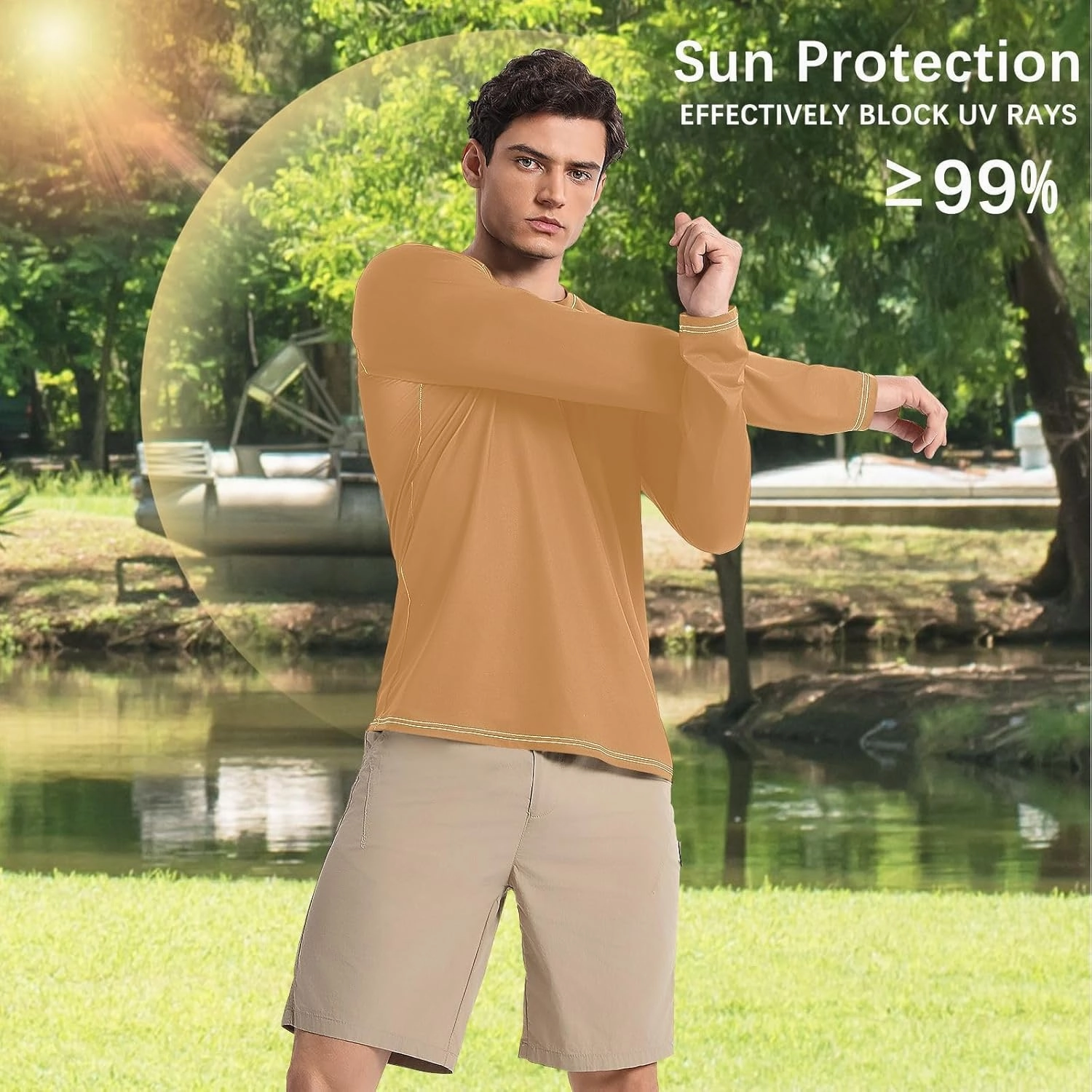 Mens Uv Protection Shirts Olive Cooling Mens Long Sleeve Beach Shirts Small