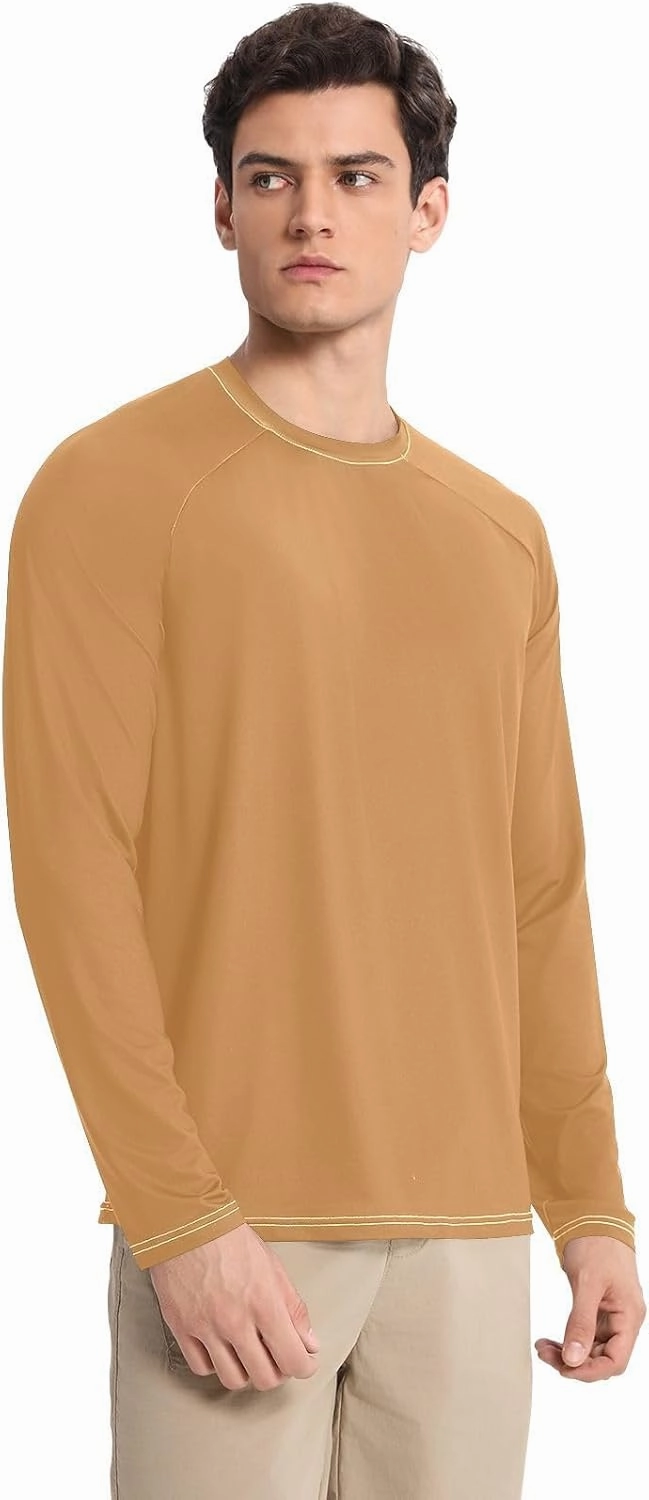 Mens Uv Protection Shirts Olive Cooling Mens Long Sleeve Beach Shirts Small