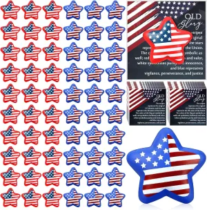 Meooeck 30 Sets USA Flag Stress Ball Gifts for Memorial Independence Day- American Patriotic Star Favors with Old Glory Cards, Bulk Souvenirs for Veterans Soldiers Patriots 4th of July
