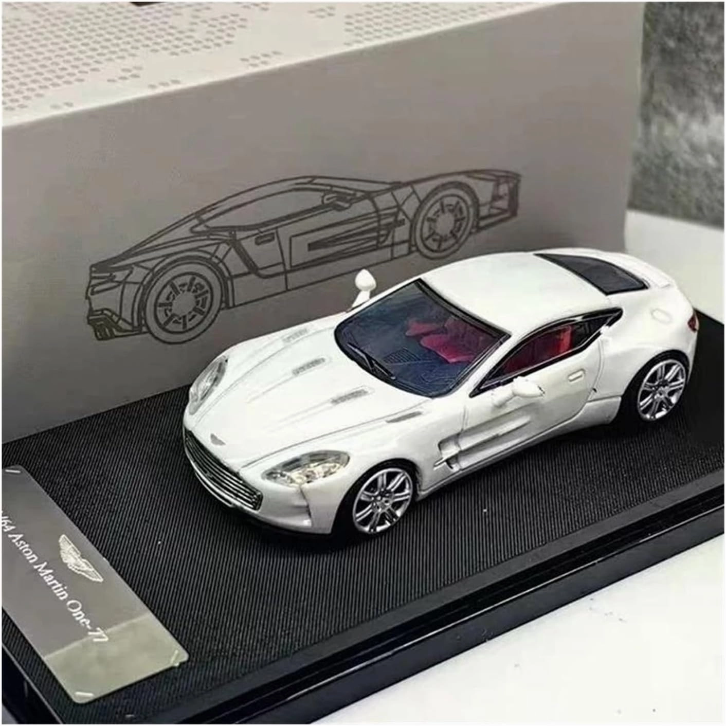 Metal Die Cast Toy Cars 1:64 for Aston Martin ONE-77 Supercar White Alloy Vehicle Party Suitable for Adult Collection Model Car for Home Or Office Décor(White)
