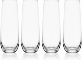 Mikasa Lana Stemless Champagne Flutes Glasses, Set of 4, 9.5 Ounce, Clear