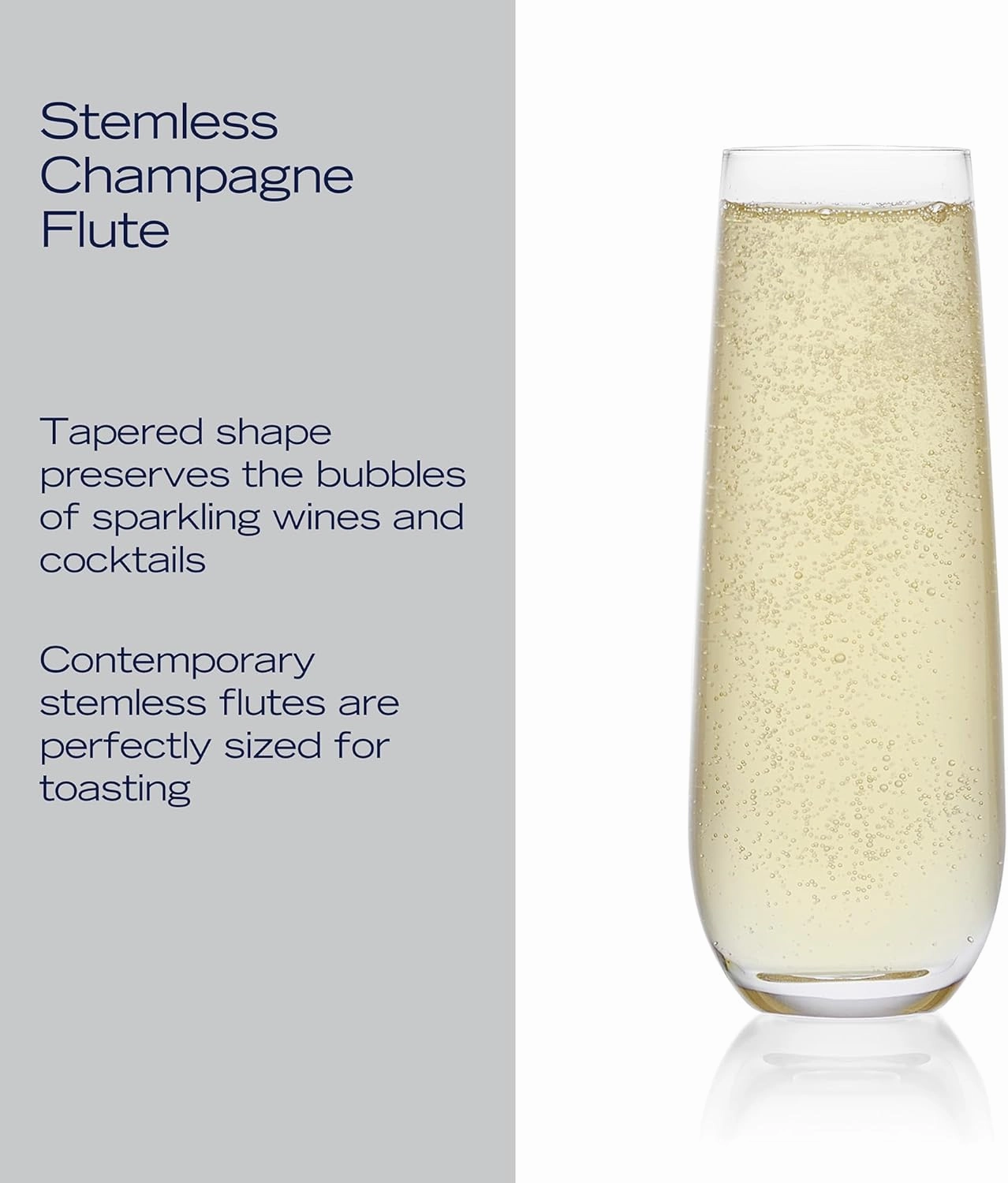 Mikasa Lana Stemless Champagne Flutes Glasses, Set of 4, 9.5 Ounce, Clear