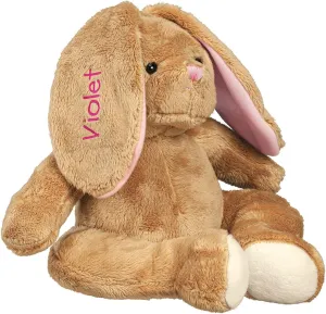 Miles Kimball Custom Brown Plush Bunny -Customized Stuffed Animal Children Easter Gift – Floppy Ear Bunny with Child Name in Pink Font