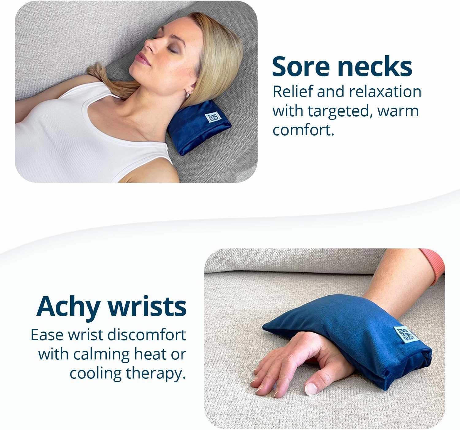 Mini - Microwavable Heating Pad & Reusable Cold Pack - Weighted Heating Pad for Cold Hands, Sore Neck, Achy Wrists - 4” x 8” - 1 lb (Oasis Blue)