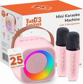 Mini Karaoke Machine for Kids, Includes 25 Kids Songs, Bluetooth Speaker 2 Microphones, Birthday Gifts Toys Age 2, 3, 4, 5  Year Old Girls, Boys, & Toddlers