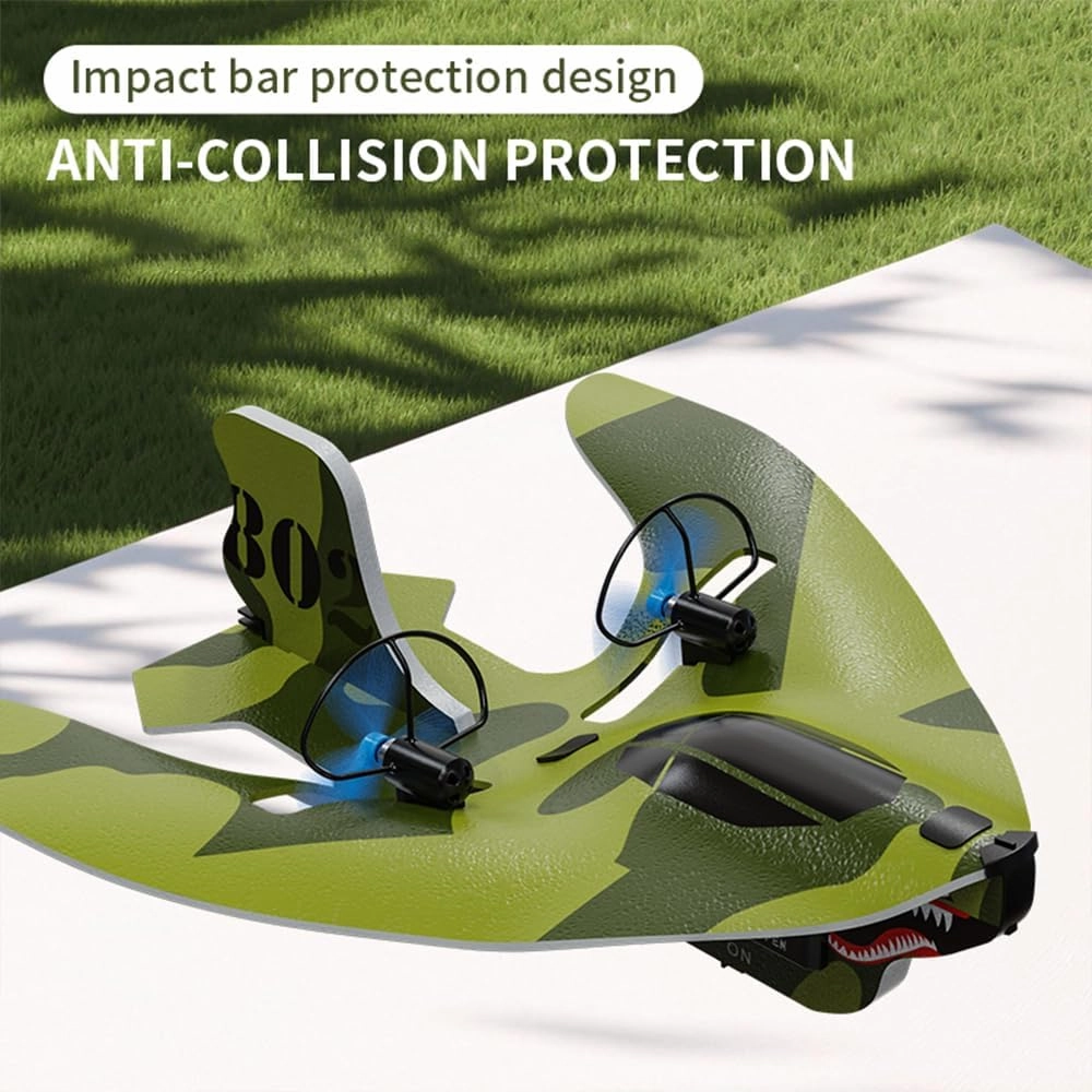 Mini RC Plane for Beginners, Kids and Adults, 2.4GHz 2CH Remote Control Airplane with Led Lights, Shark Design Foam RC Airplanes with 6-axis Gyro Stabilize, Flying for Indoor and Outdoor