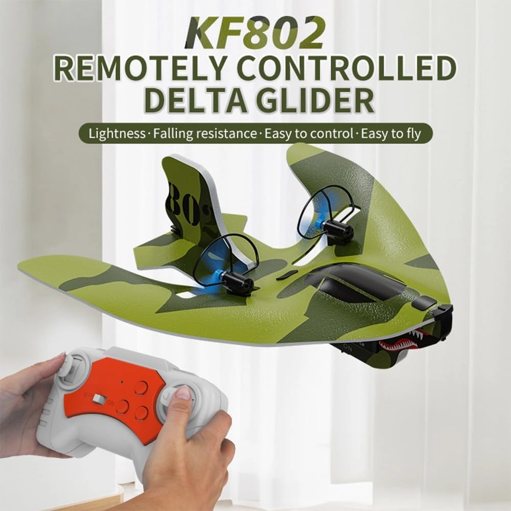 Mini RC Plane for Beginners, Kids and Adults, 2.4GHz 2CH Remote Control Airplane with Led Lights, Shark Design Foam RC Airplanes with 6-axis Gyro Stabilize, Flying for Indoor and Outdoor