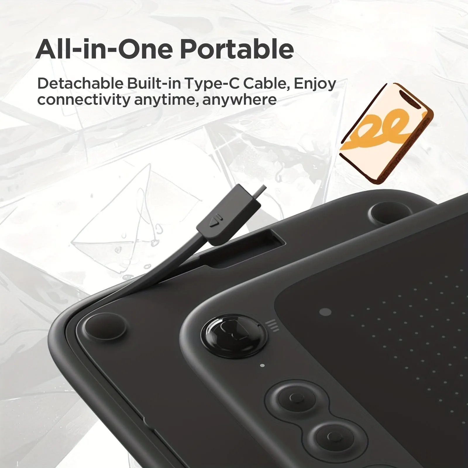 Mobile Drawing Tablet – 6.3x3.5" Battery-Free Stylus Pad