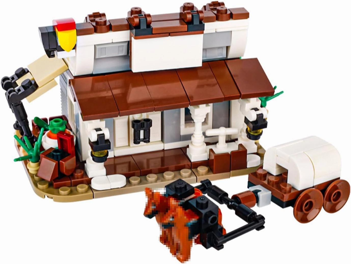 MOC City Building Blocks Kit – Store Supermarket House Scene with Mini Figure, Animal Accessories & Car Model | Creative Building Toys for Adults Teens (323 PCS)​ (Style 3)
