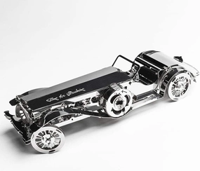Model Car Kit 3D Model kit Glorious Cabrio2 - Moving Wind-Up Retro Car Collectible | 3D Puzzle for Adults - Metal DIY Kit | DIY Construction Set of a Vintage Car