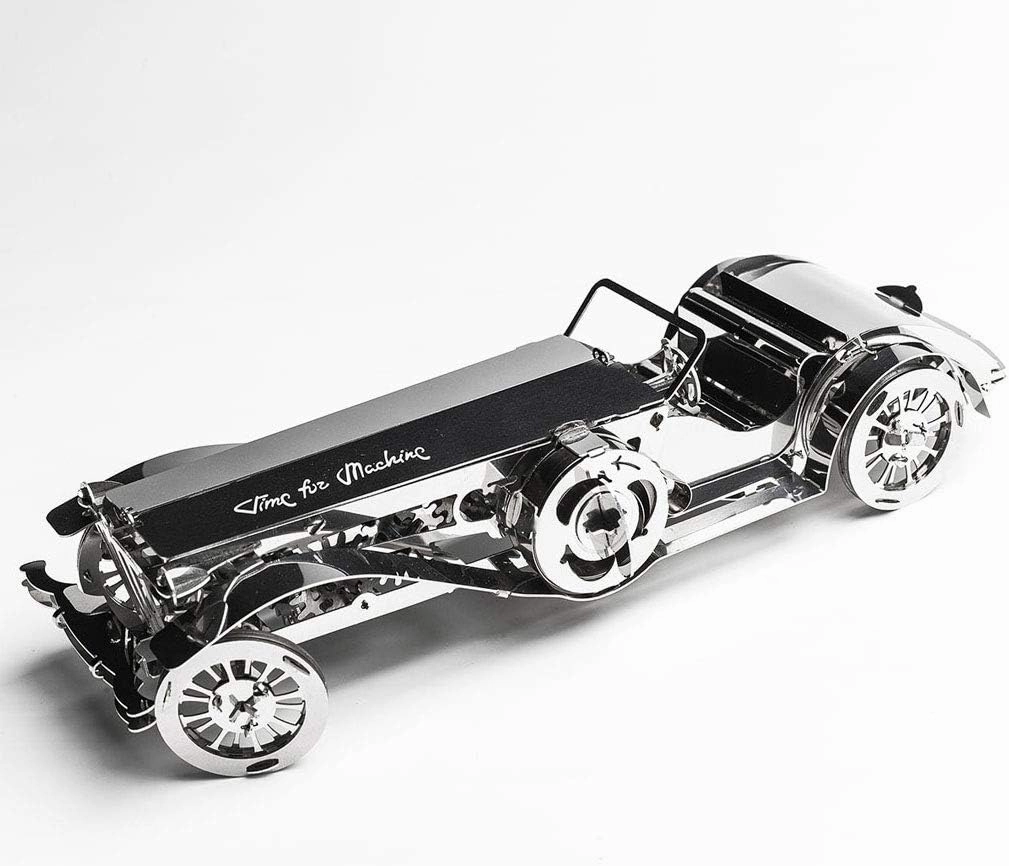 Model Car Kit 3D Model kit Glorious Cabrio2 - Moving Wind-Up Retro Car Collectible | 3D Puzzle for Adults - Metal DIY Kit | DIY Construction Set of a Vintage Car