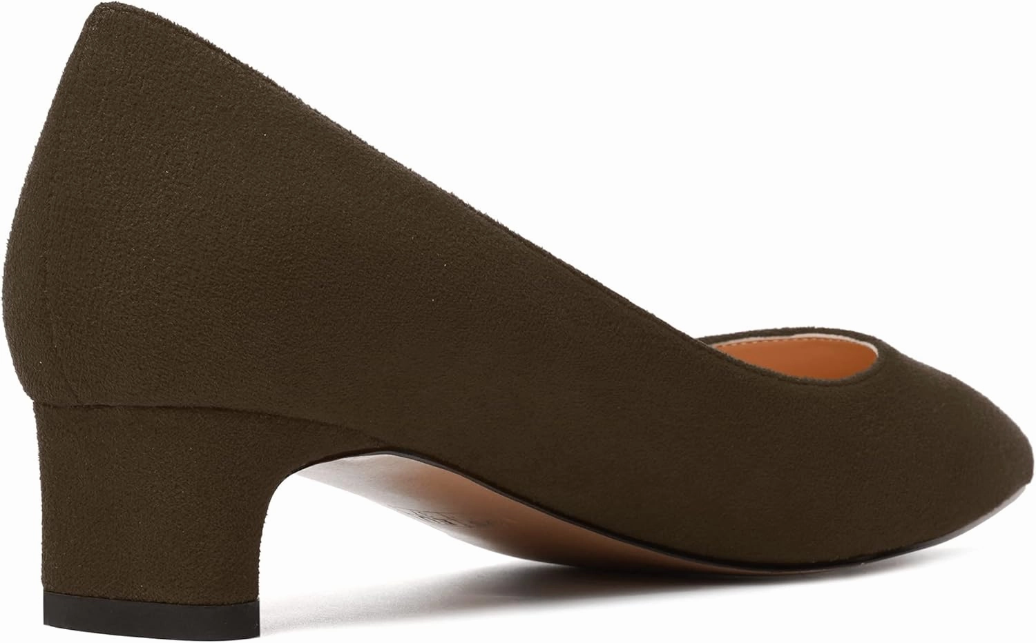 MODENCOCO Womens Pointed Toe Casual Slip On Fashion Wedding Suede Chunky Low Heel Pumps Dressy Shoes 1.5 Inch