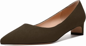 MODENCOCO Womens Pointed Toe Casual Slip On Fashion Wedding Suede Chunky Low Heel Pumps Dressy Shoes 1.5 Inch