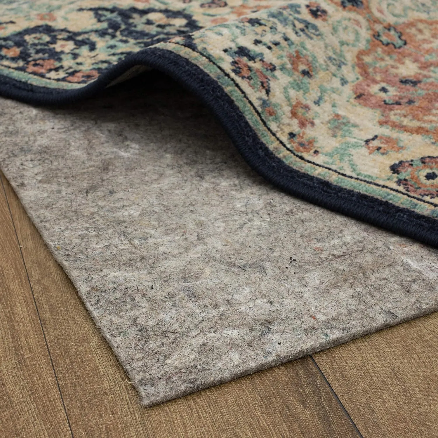 Mohawk Home 6' x 9' Non Slip Rug Pad Gripper 1/4 Thick Dual Surface Felt   Rubber Gripper - Safe for All Floors, Synthetic Fiber, Brown