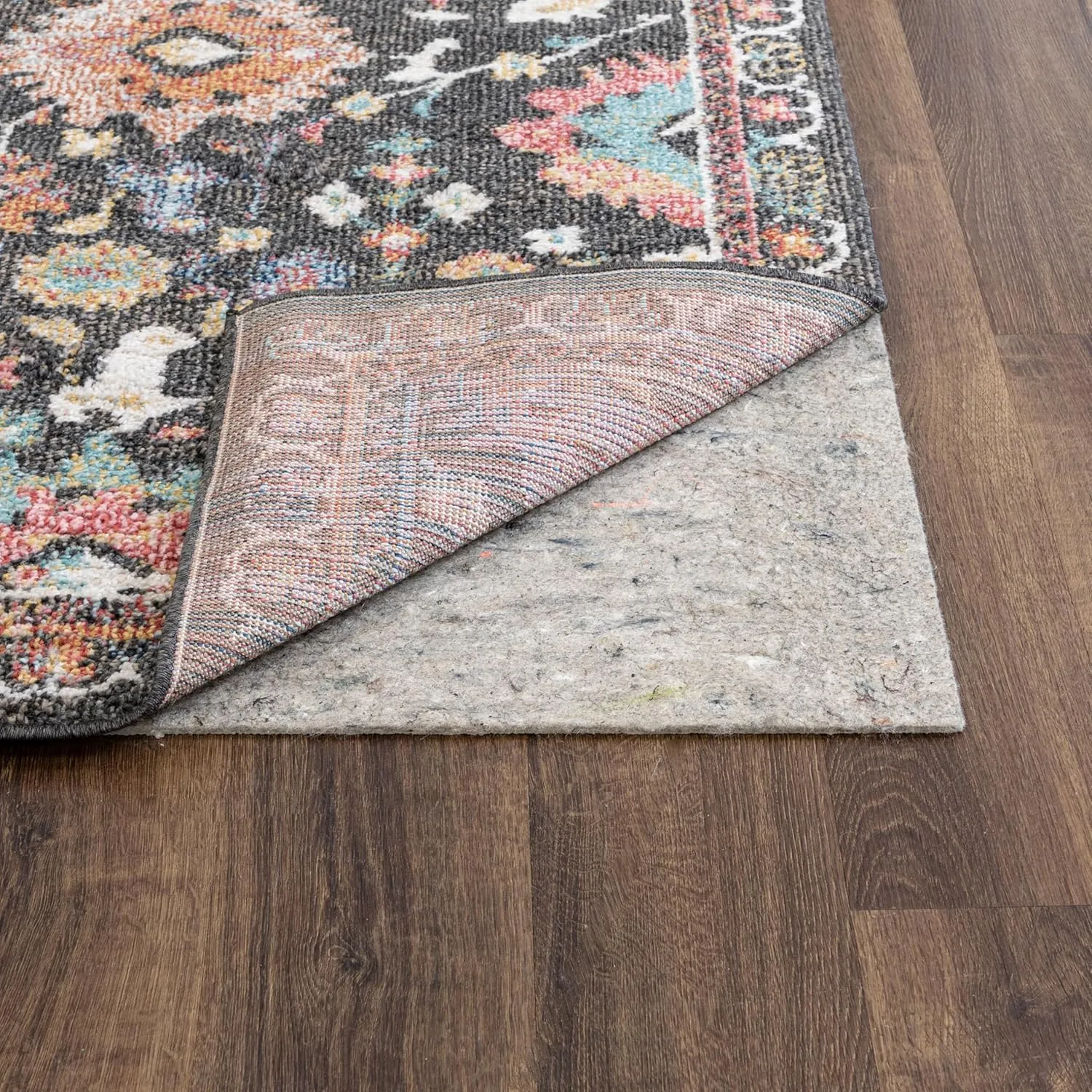 Mohawk Home 6' x 9' Non Slip Rug Pad Gripper 1/4 Thick Dual Surface Felt   Rubber Gripper - Safe for All Floors, Synthetic Fiber, Brown