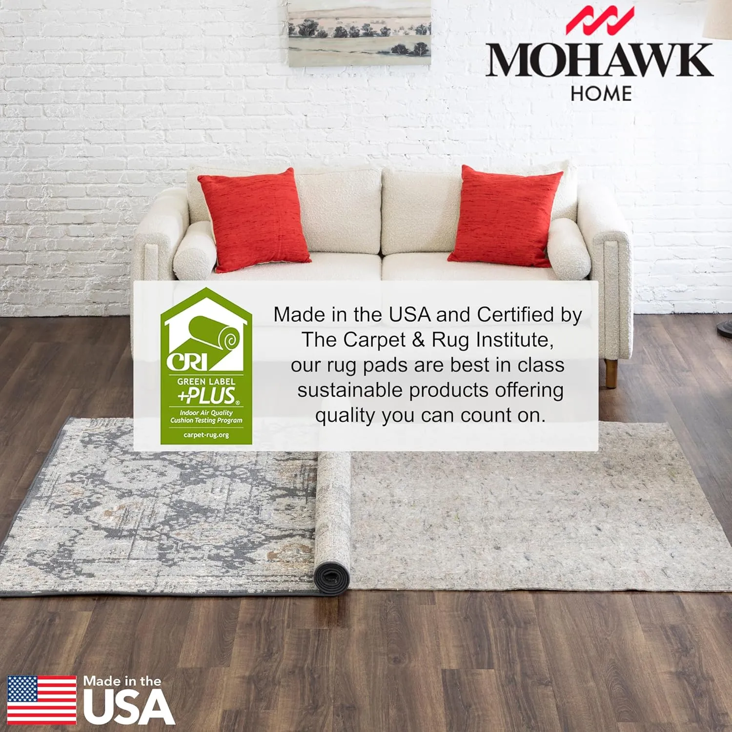 Mohawk Home 6' x 9' Non Slip Rug Pad Gripper 1/4 Thick Dual Surface Felt   Rubber Gripper - Safe for All Floors, Synthetic Fiber, Brown