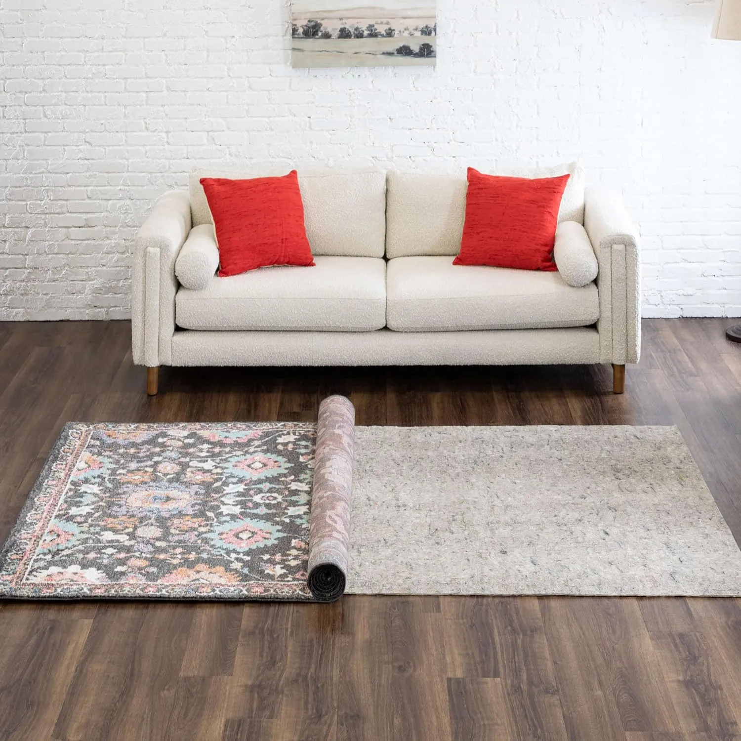 Mohawk Home 6' x 9' Non Slip Rug Pad Gripper 1/4 Thick Dual Surface Felt   Rubber Gripper - Safe for All Floors, Synthetic Fiber, Brown