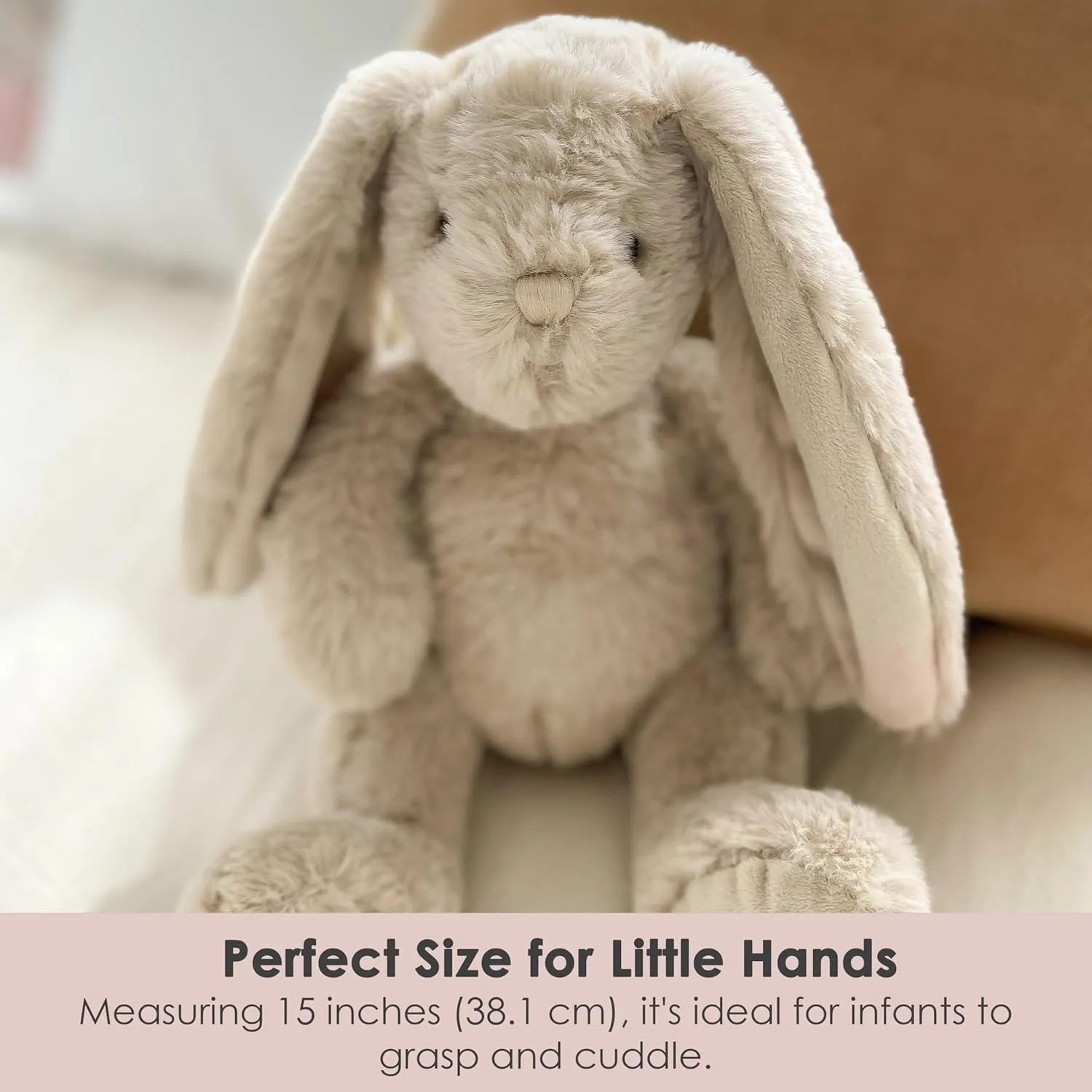 MON AMI Buffy The Bunny Plush Toy | 15" Soft Stuffed Animal | Elegant Nursery Décor & Cozy Companion | Plush Gift for Easter, Baby Showers, Birthdays & Home Accents
