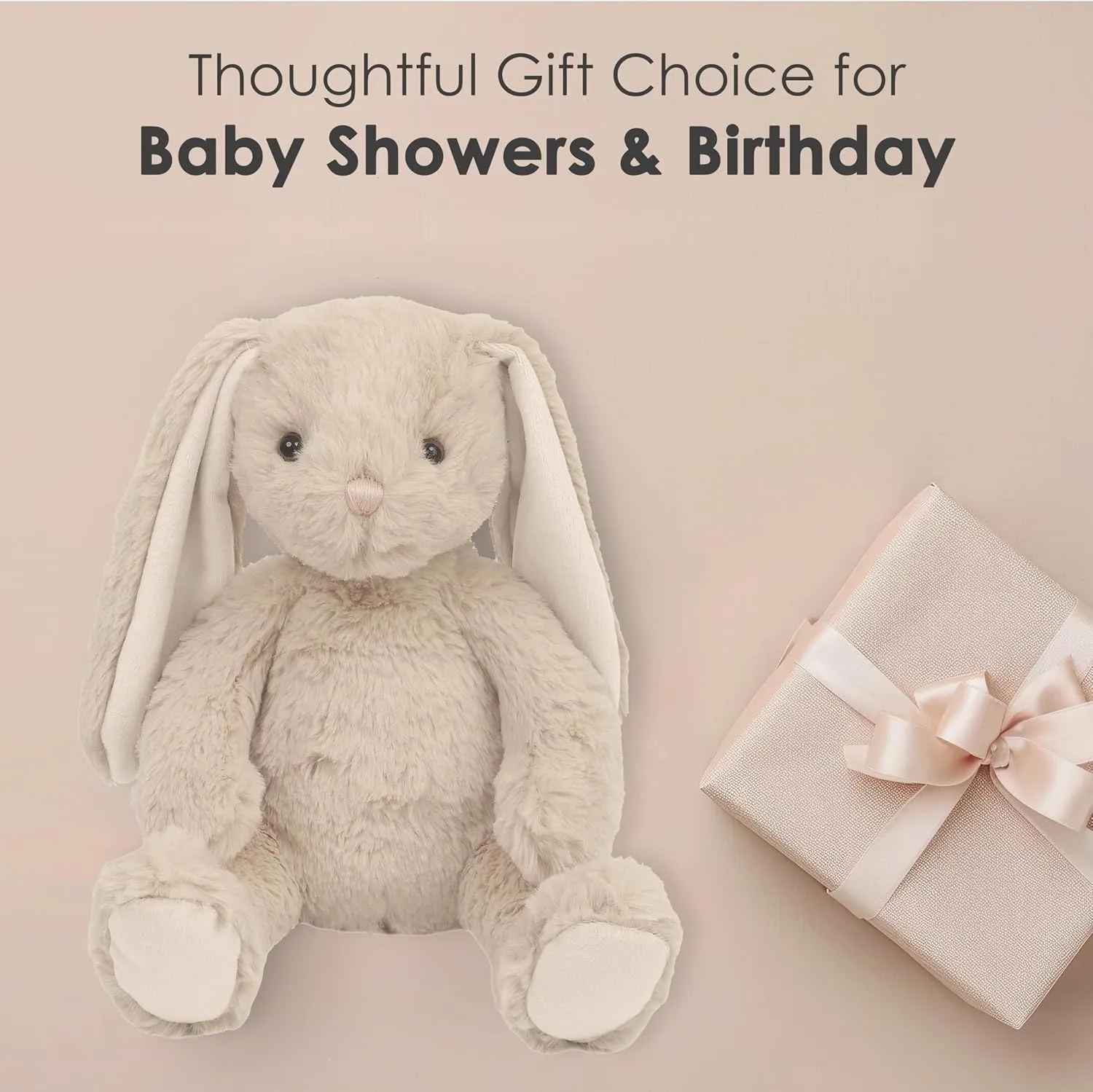 MON AMI Buffy The Bunny Plush Toy | 15" Soft Stuffed Animal | Elegant Nursery Décor & Cozy Companion | Plush Gift for Easter, Baby Showers, Birthdays & Home Accents