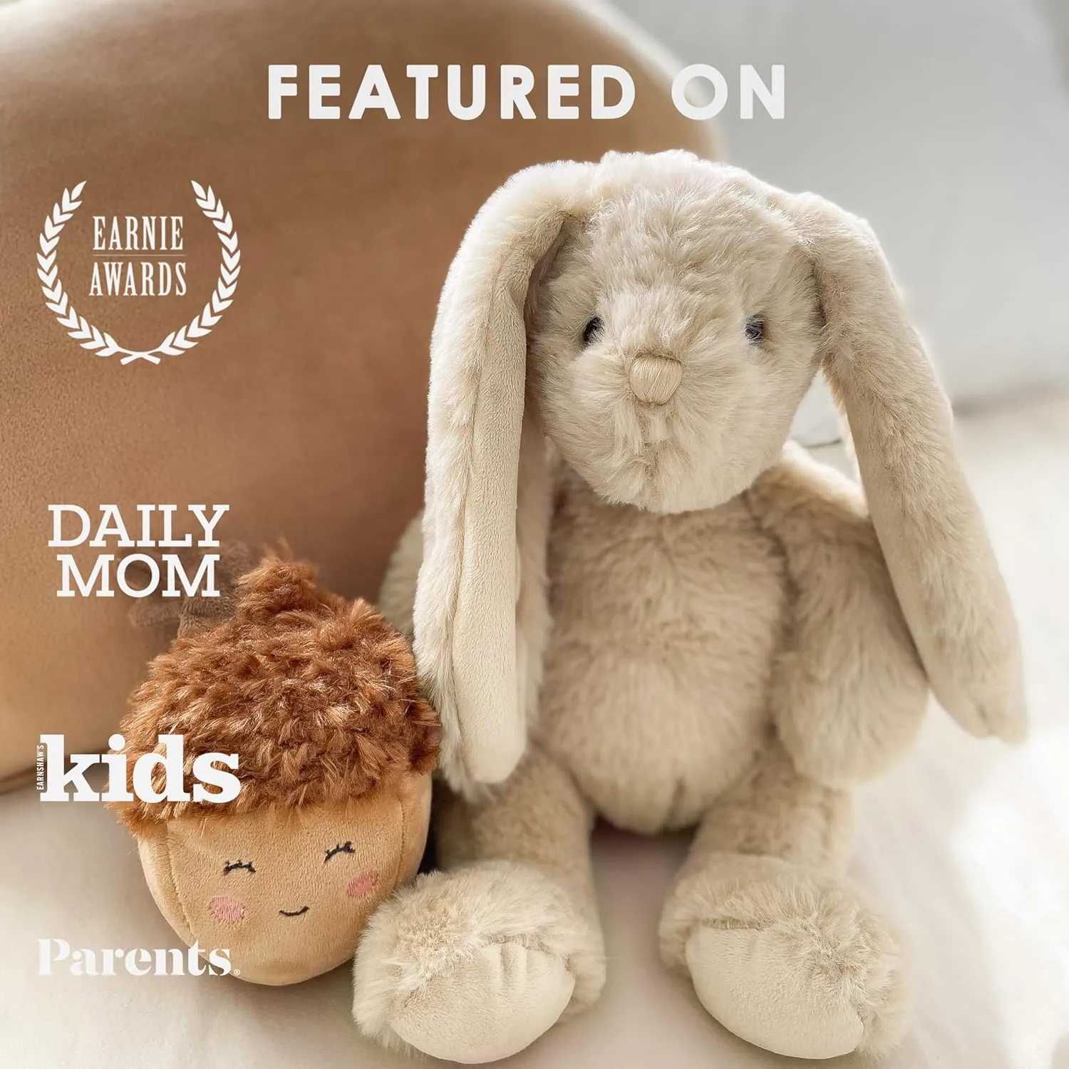 MON AMI Buffy The Bunny Plush Toy | 15" Soft Stuffed Animal | Elegant Nursery Décor & Cozy Companion | Plush Gift for Easter, Baby Showers, Birthdays & Home Accents