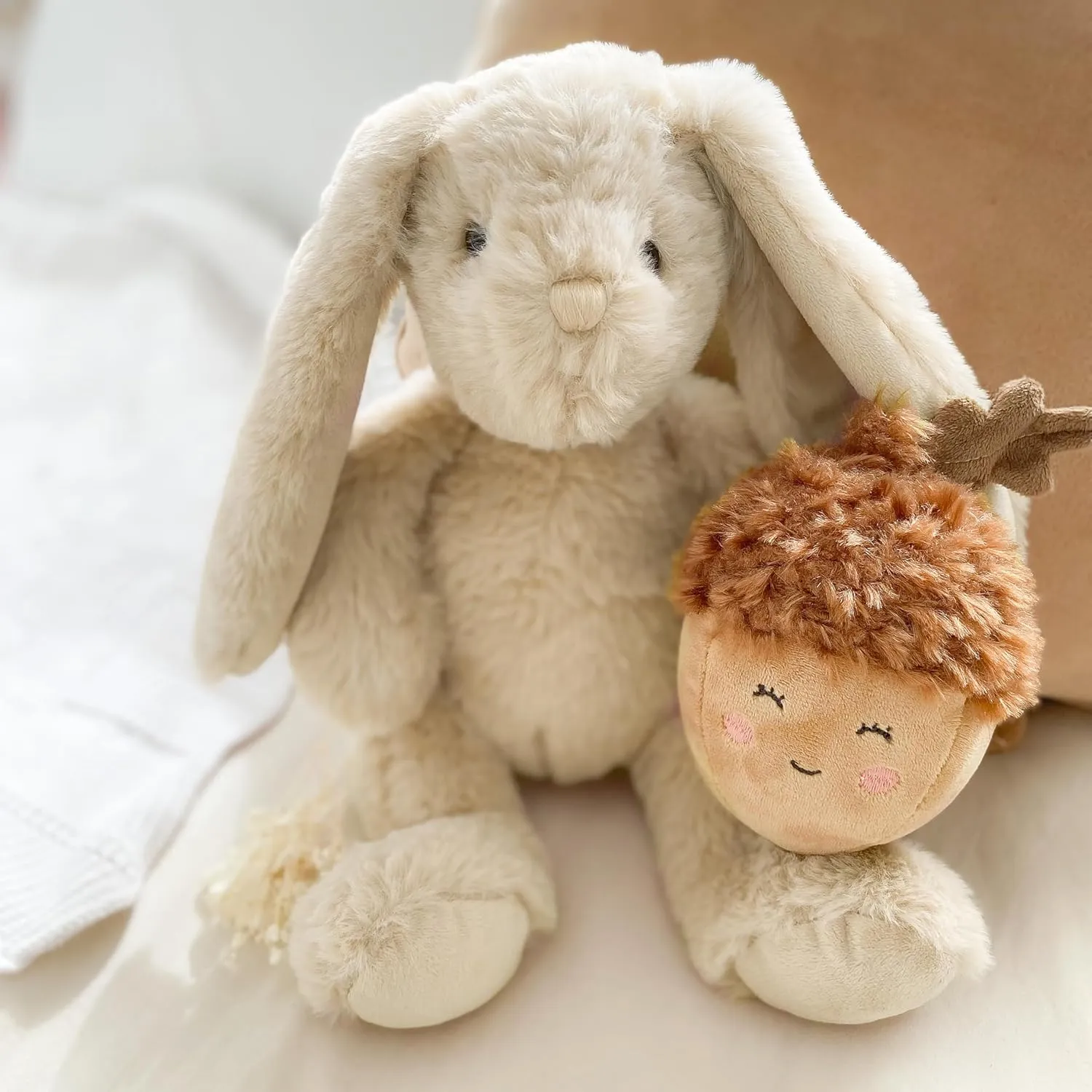 MON AMI Buffy The Bunny Plush Toy | 15" Soft Stuffed Animal | Elegant Nursery Décor & Cozy Companion | Plush Gift for Easter, Baby Showers, Birthdays & Home Accents