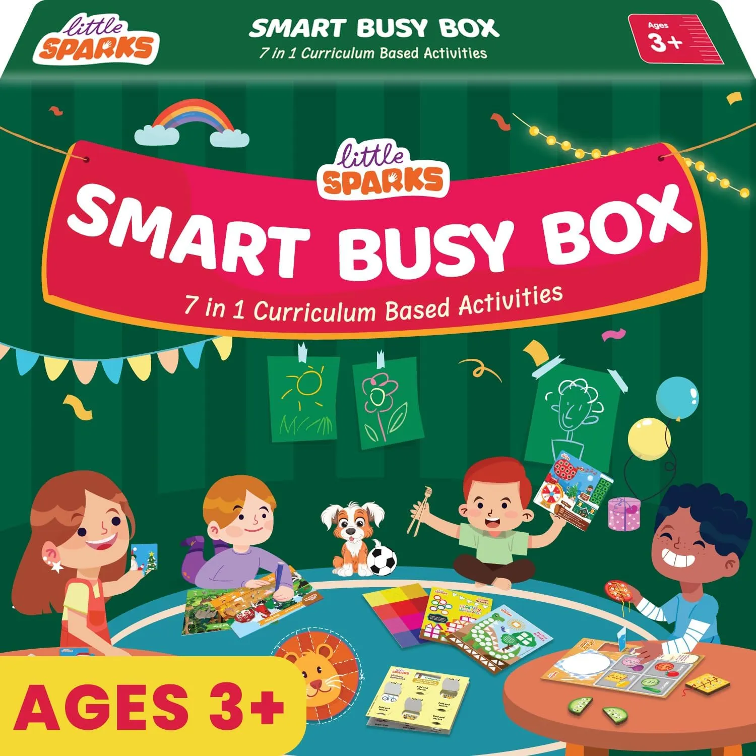 Montessori Based Busy Box for 3,4,5 Years Old Boys and Girls I 7in1 Preschool Learning Activity Kit for Toddlers 3-6 I for Kids I Educational Toy I Vocabulary, Fine Motor&Scissor Skills