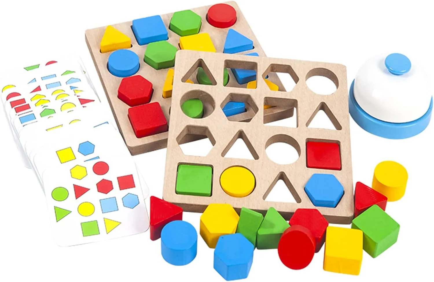 Montessori Toys for 3 4 5 6 7 8, Educational Wooden Pattern Blocks Race Shape Matching Sorting Sensory Toy, Geometric Shape Activity Board Game Toddlers Kids Boys Girls (for 2 Players)