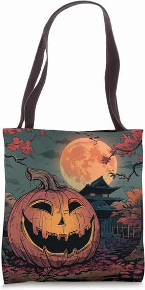 Moonlit Magic: Sakura Halloween Pathway Tote Bag