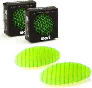 Morf Fidget Worm Toy - Desk Fidgets for Adults - Quiet Worm Fidget Toy Sensory Toys - Fun and Interactive Fidget Toy for Kids - USA Patent Pending Morf Figgy Toys (Green, Small | 2 Pack)