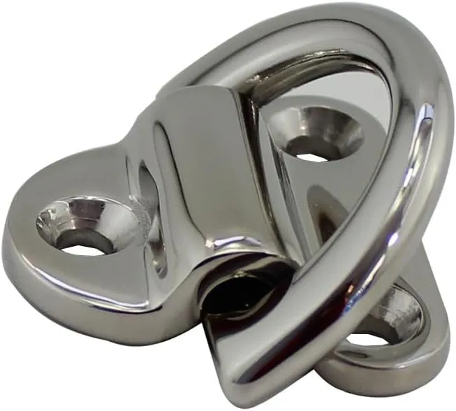 Motorcycle Parts 4PCS 316 Stainless Steel Folding Pad Eye Plate with Ring 6mm 8mm 10mm Heavy Duty Marine Hardware Folding Pad Eye(10mm)