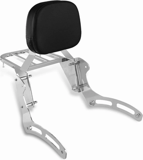 Motorcycle Passenger Backrest Sissy Bar with Luggage Rack for Kawasaki Vulcan 900 VN900 Classic Custom 1996-2023 (Chrome)