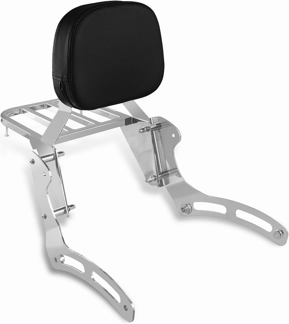 Motorcycle Passenger Backrest Sissy Bar with Luggage Rack for Kawasaki Vulcan 900 VN900 Classic Custom 1996-2023 (Chrome)
