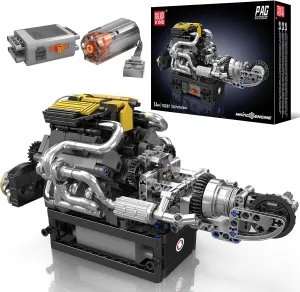 Mould King 10207 V8 Engine Building Blocks Kit with Working Motor - Realistic Engine Model Kit for Adults & Car Enthusiasts, DIY STEM Mechanic Engineering Construction for Kids(761 Pieces)