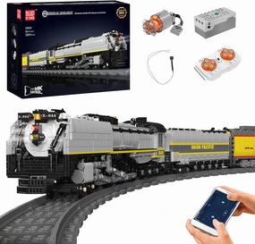 Mould King 12031 UP844 Steam Train Building Kit for Boys, Remote Controlled Locomotive Train Blocks Set with LED Light and Train Tracks, Collectible Steam Locomotive Display Model (3357 Piece)